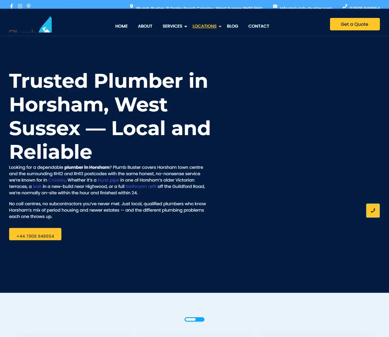 Plumber in Horsham location page