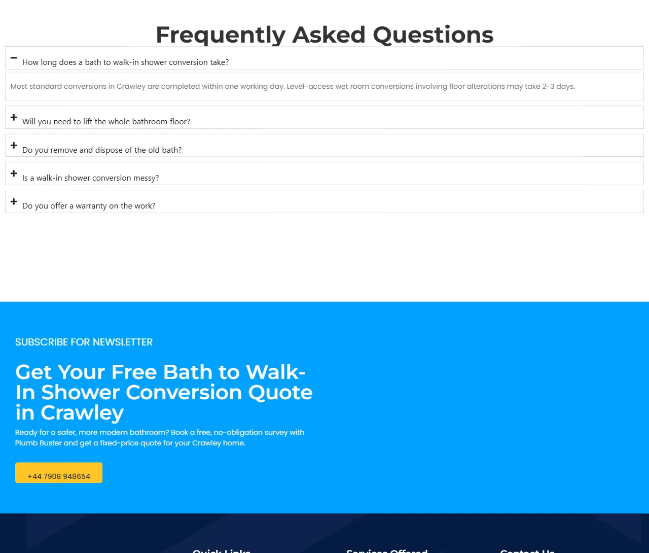 Service page FAQs and closing call to action