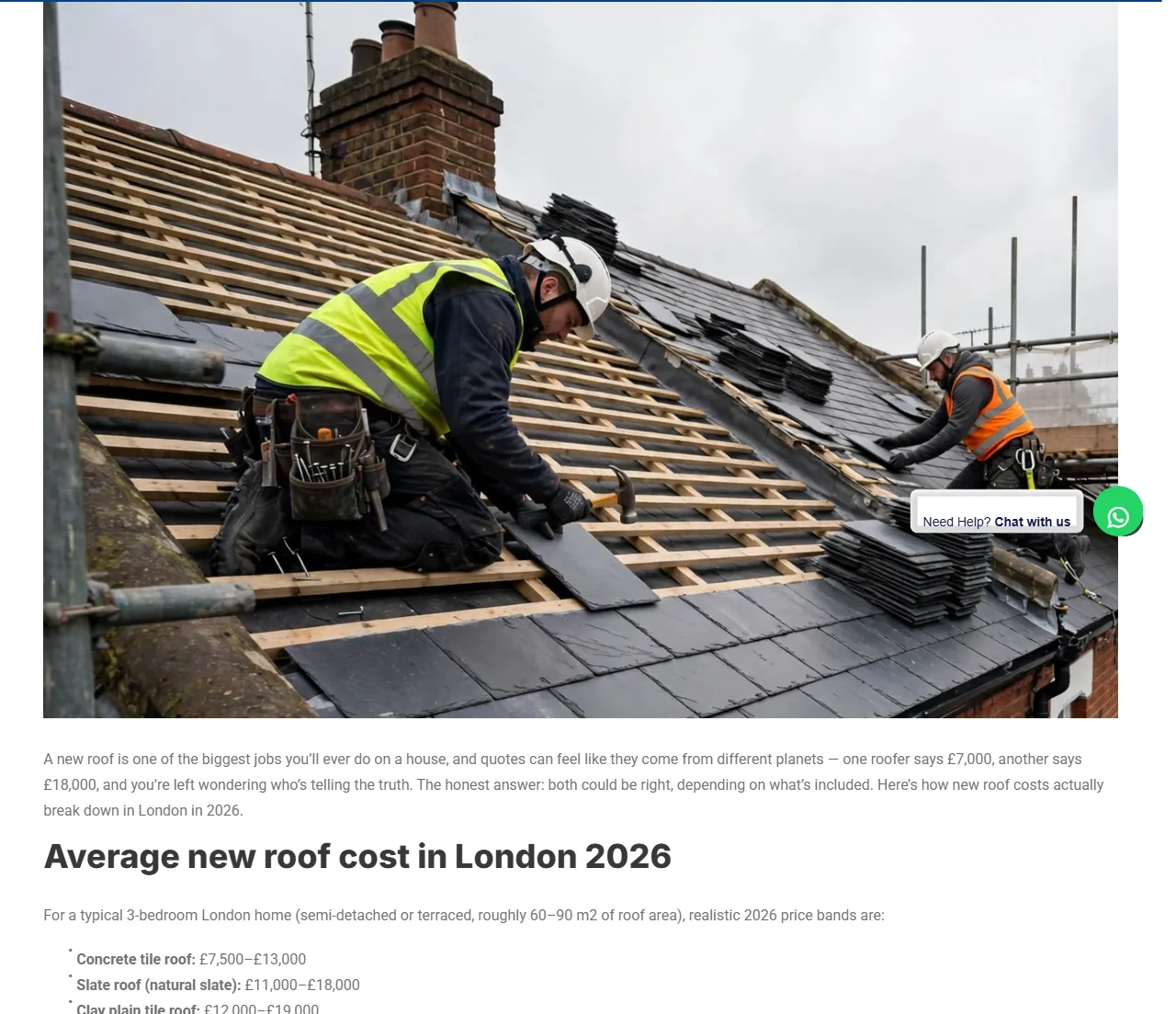 New Roof Cost London guide